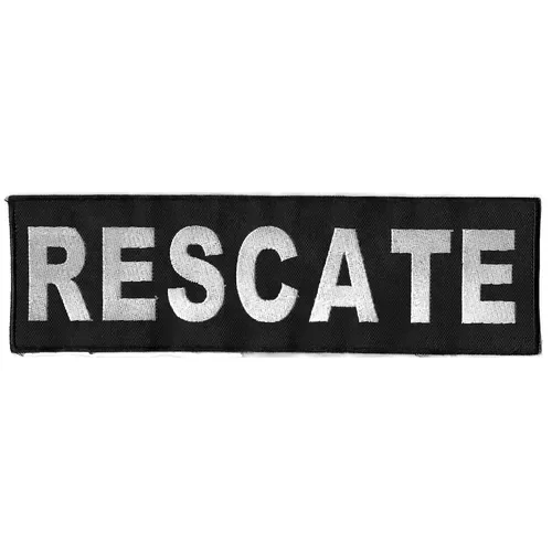 Producto - Parche Bordado Rescate Blanco Chico 11cm x 3cm