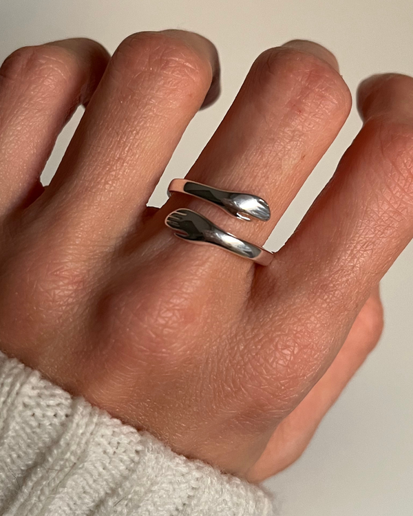 Producto - Anillo abrazo de acero blanco número 17