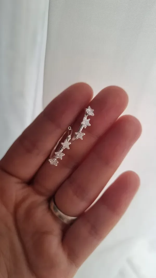 Producto - Argollitas triple estrella engarzada plata 925 - 1,2cm