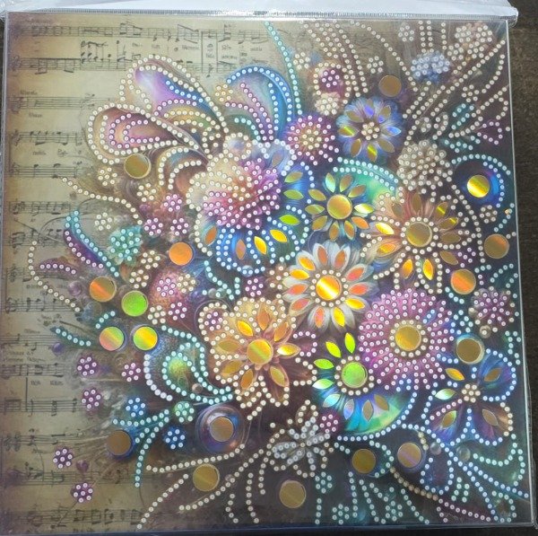 Producto - DIAMOND PAINTING 30X30 BASTIDOR FLORES SOBRE PARTITURA