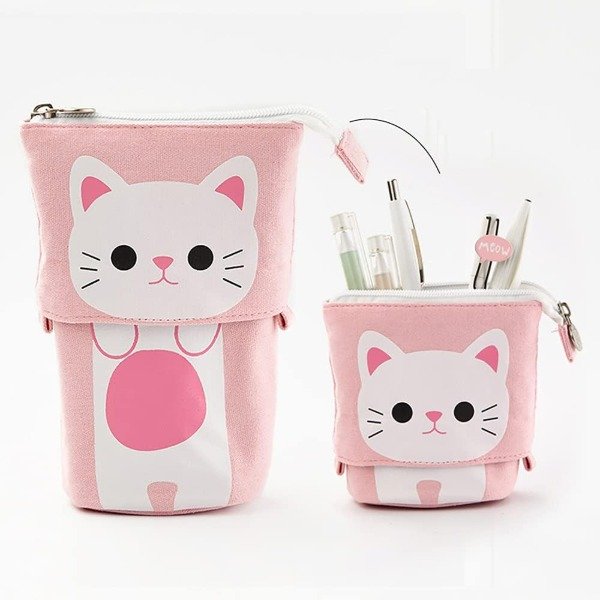Producto - Cartuchera deslizable Gatito Blanco kawaii 18x12 cm