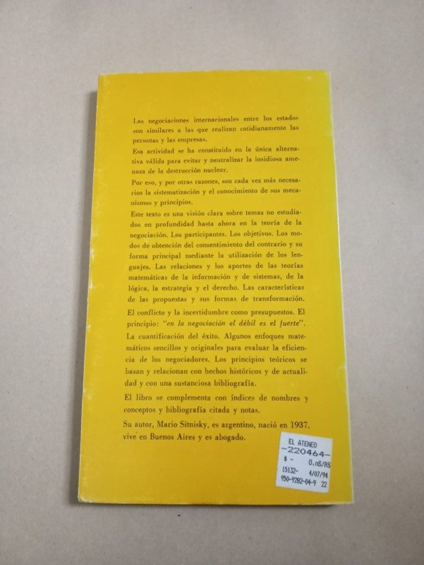 Producto - De la negociación - Mario Sitnisky - Argonauta 1985 - 1
