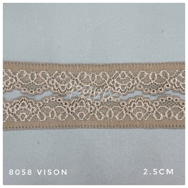 Producto - 8058- Puntilla Elastizada 2.5cm VISON