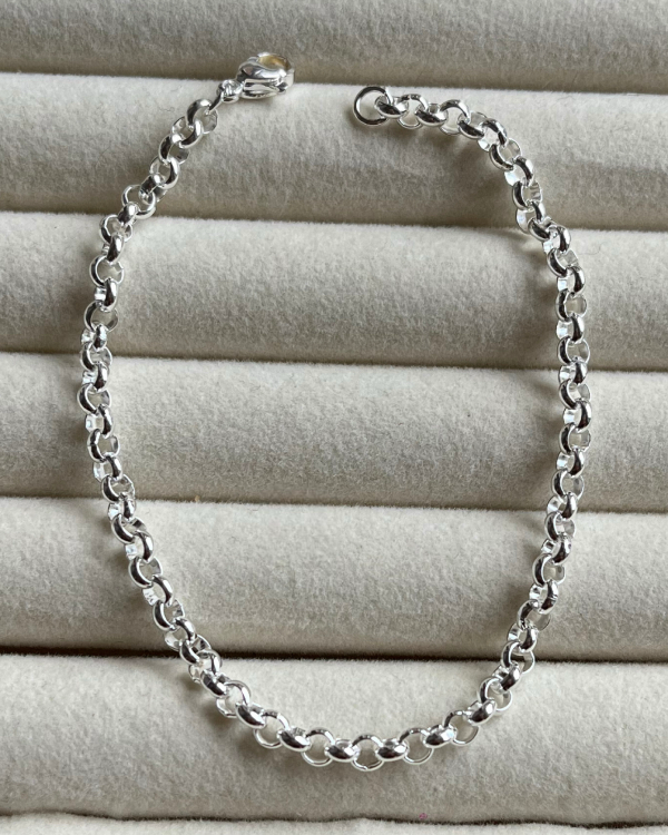 Producto - Pulsera rolo fina de acero blanco 19cm
