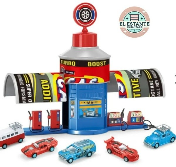 Producto - Estacion De Servicio mini + Auto En Pote Plegable Con Forma De Botella