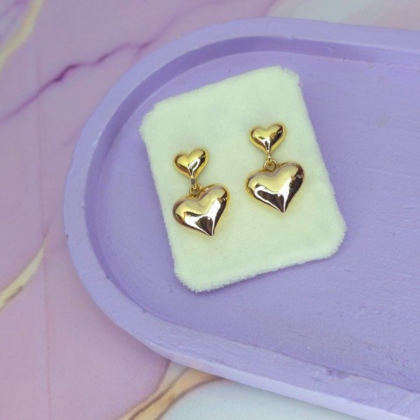 Producto - Aros pasante corazones dorados doble chunky AQ