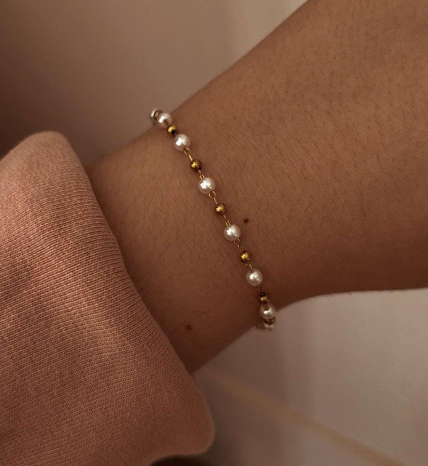 Producto - Pulsera Perlitas y Bolitas Dorado