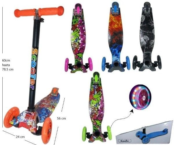 Producto - Monopatín Graffiti con luz en las ruedas MG-8C