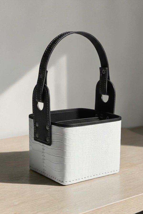 Producto - MATERA CUERO CROCO COLOR BLANCO