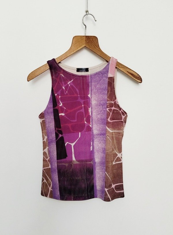 Producto - Musculosa Bote -estampa Orgánica en violeta y negro-