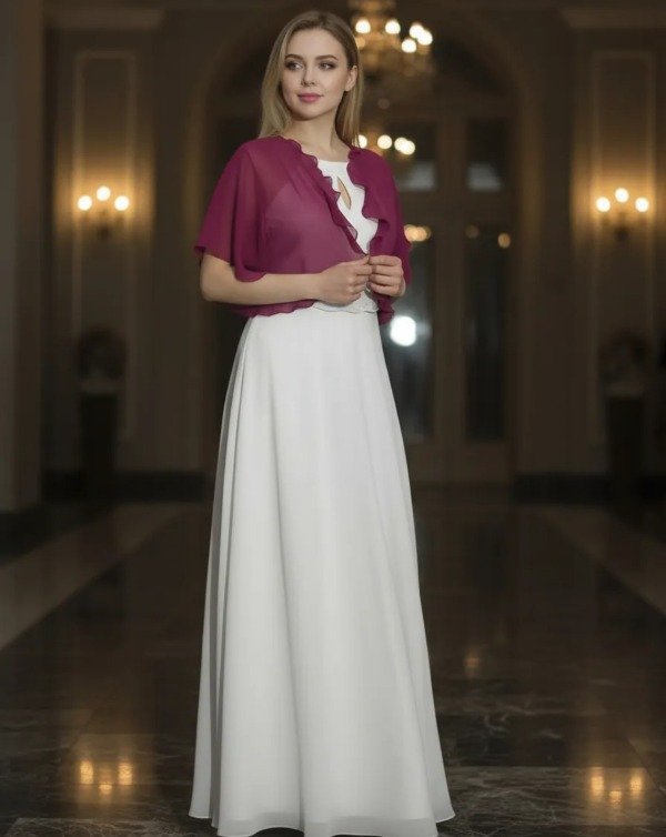 Producto - Manga bolero magenta gasa corta con volados - 1