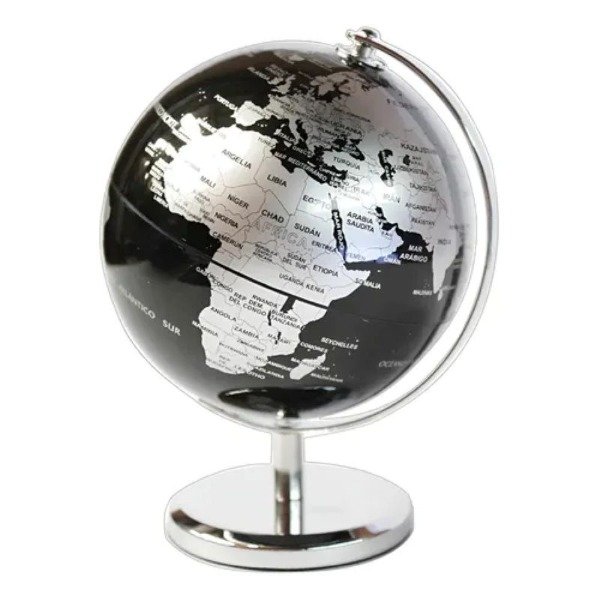 Producto - Globo Terráqueo Decorativo Negro con Base Cromada