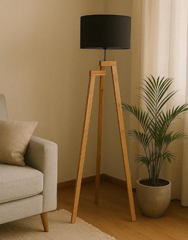 Producto - LAMPARA PLEGABLE DE PIE NEGRA 165X50 CM