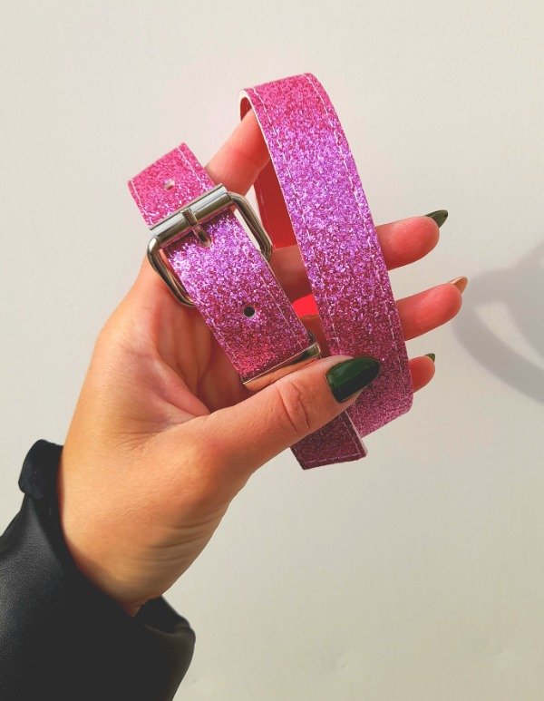 Producto - Cinto rosa brillos 87cm