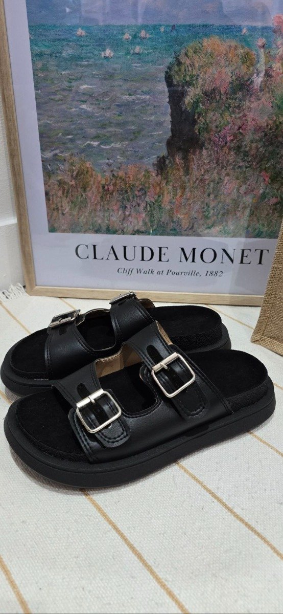 Producto - Sandalia Birk de Eco Cuero Negro - 1