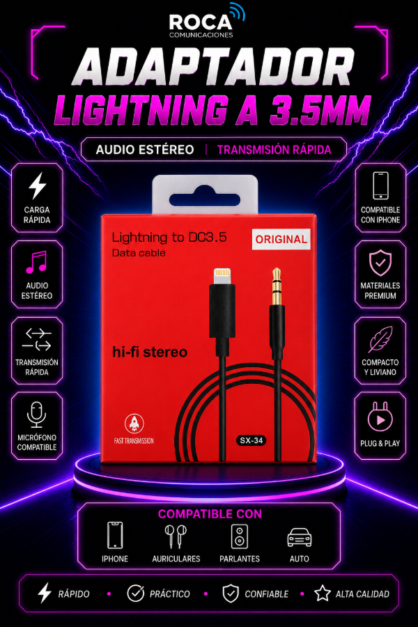 Producto - Cable Lightning a Jack 3.5 mm SX34