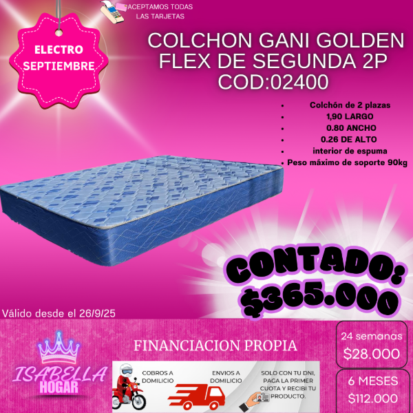 Producto - COLCHON GANI GOLDEN FLEX DE SEGUNDA 2P COD:02400