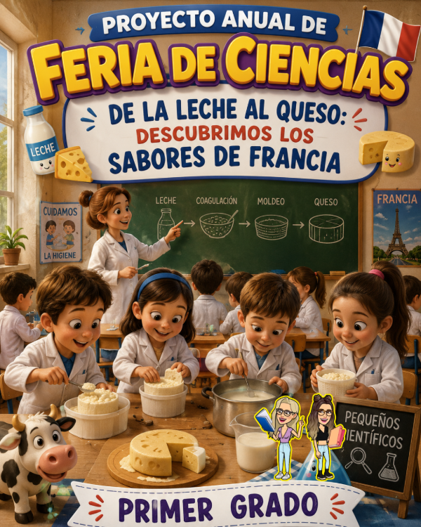 Producto - PA. FERIA DE CIENCIAS. DE LA LECHE AL QUESO. SABORES DE FRANCIA. PRIMER GRADO