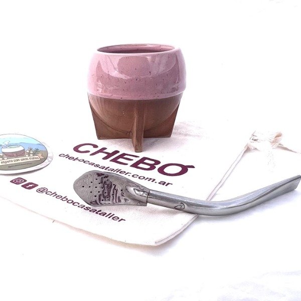 Producto - MATE Esmaltado Rosa + BOMBILLA + STIKER - 0