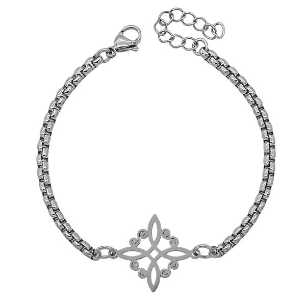Producto - Pulsera de acero quirúrgico - Cuadrada 3mm - Nudo de Bruja