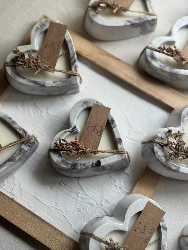 Producto - Velas corazón marmolado blanco y marrón - 55 disponibles - 3
