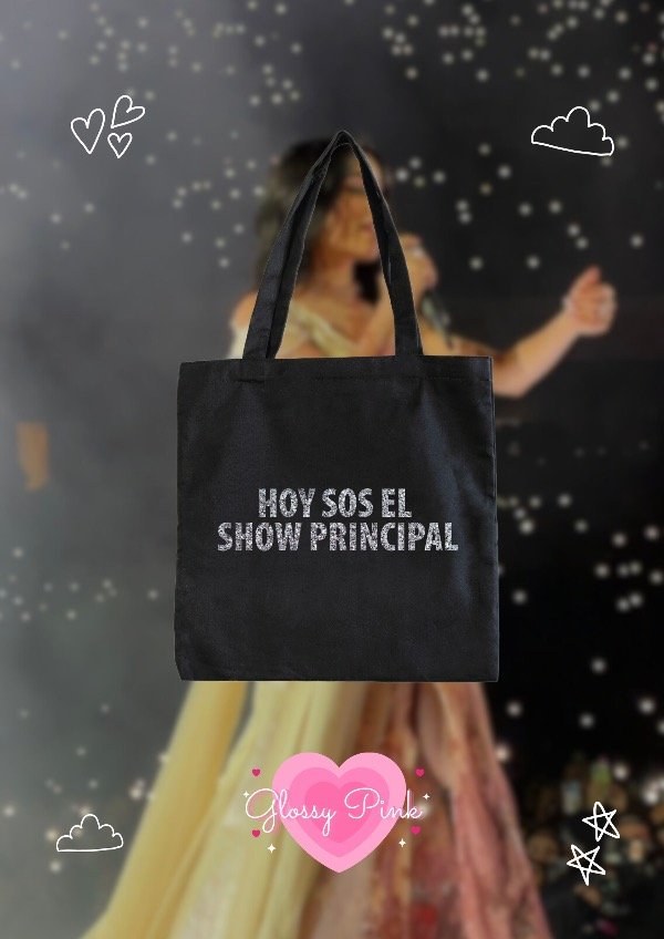 Tote bag hoy sos el show principal vinilo textil glitter