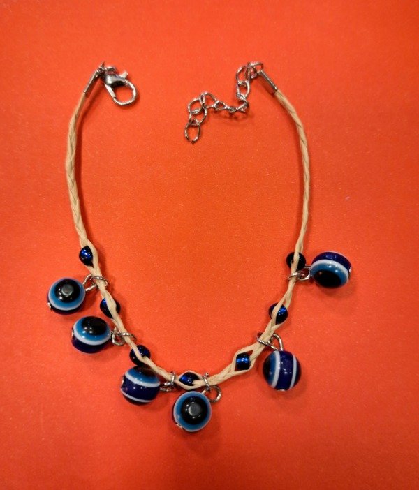 Producto - Pulsera 6 Ojo Turco hilo metal y vidrio
