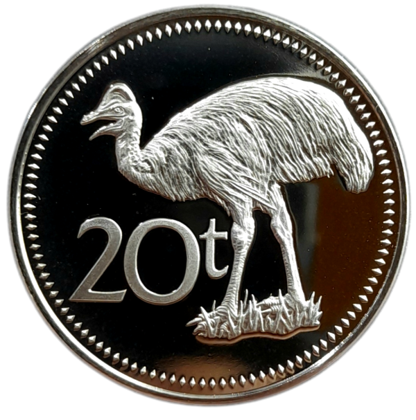 Producto - Papúa Nueva Guinea PROOF 20 Toea 1975  Casuario de Bennet Km#5 Unc