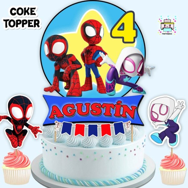 Producto - Kit Imprimible Cake Topper Adorno Torta Spidey y sus sorprendentes amigos M3