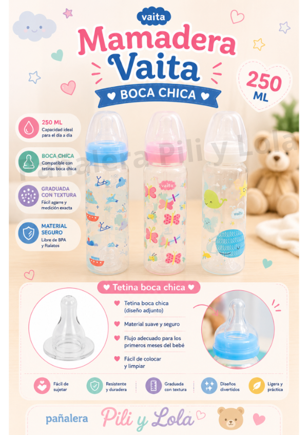Producto - Mamadera Vaita Boca Chica 250ml - Consultar Modelo Disponib -
