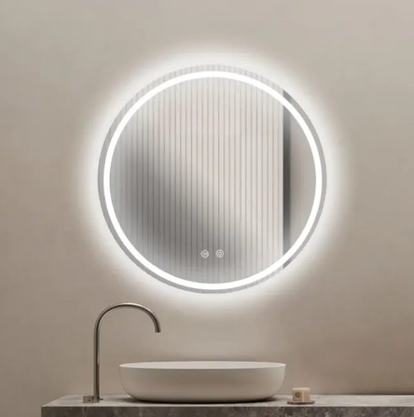 Producto - Espejo Circular Luz Led Y Desempañador 60 X 2cm - 0