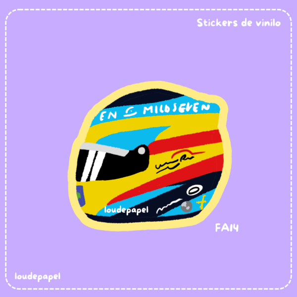Producto - Mini Casco - Fernando Alonso - Sticker de Vinilo