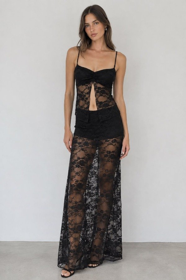 Producto - POLLERA SHORT LARGO ENCAJE - 0