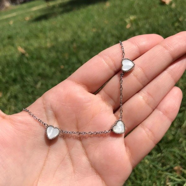 Producto - Conjunto cadena + dije corazon nacar