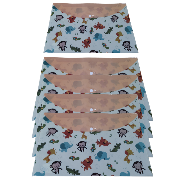 Producto - Sobre Plastico Con Boton Estampados 35 Cm X 25 Cm Animalitos - 3