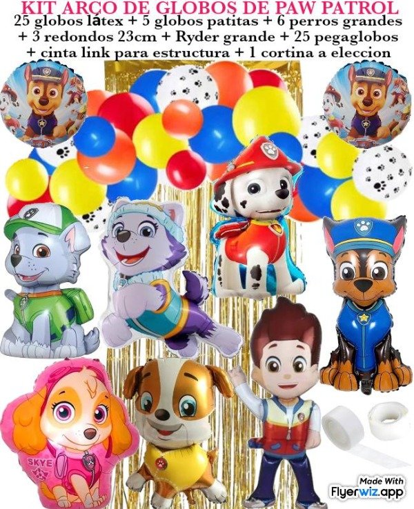 Producto - Arco de globos paw Patrol perros grandes