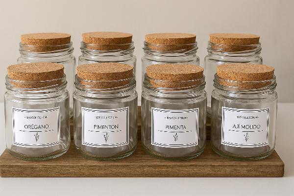 Producto - combo de especieros 200 cc mas repisa escalera