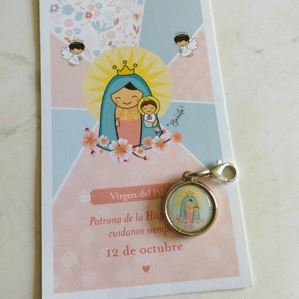 Producto - REGALO PACK ESTAMPA ADVOCACION CON MEDALLITA VIRGEN DEL PILAR