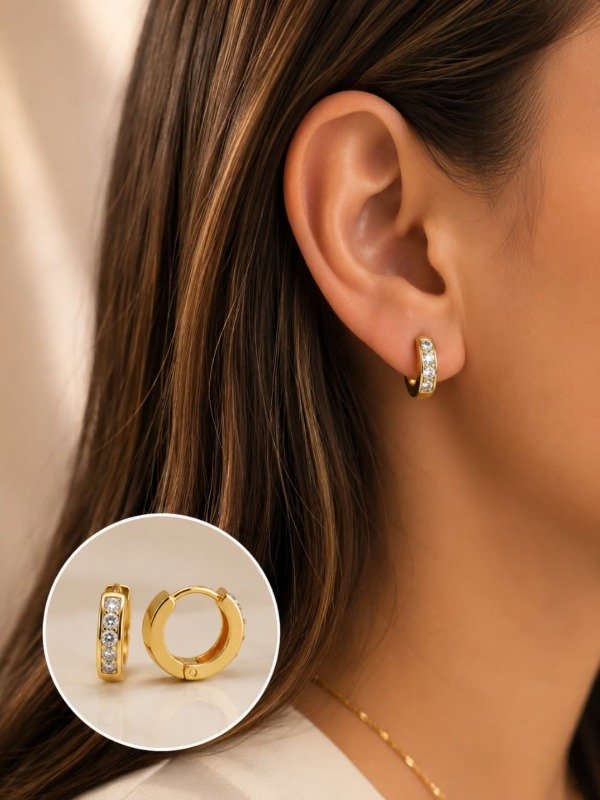 Producto - Aros con brillantes dorados