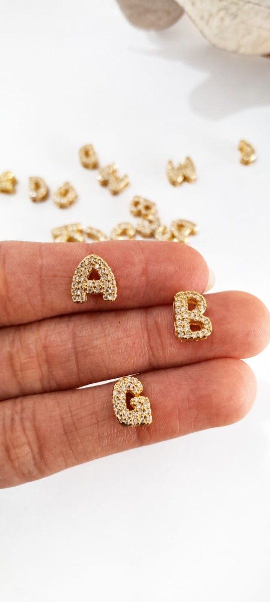Producto - Letras inicial acero dorado strass