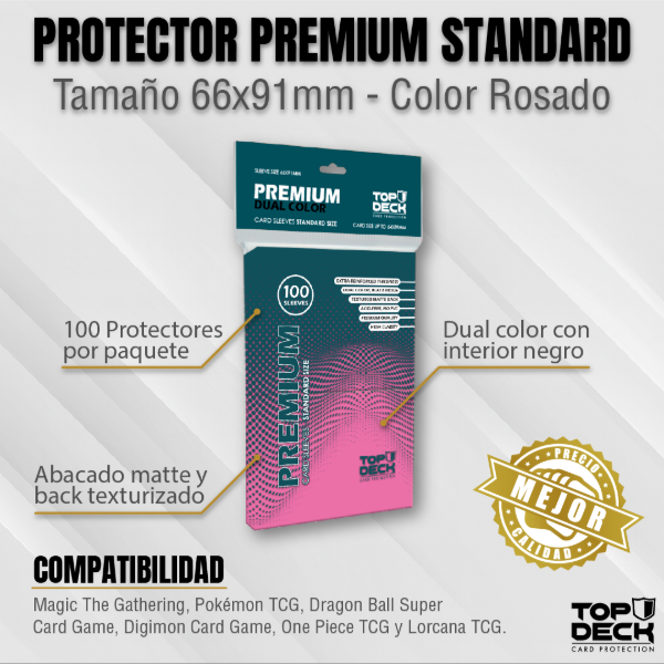 Producto - Protectores Premium Standard 66x91mm color Rosado X100