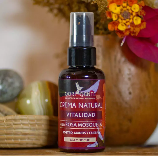 Producto - CREMA NATURAL ROSA MOSQUETA - CACAO, GERANIO Y LIMÓN QORI Q'ENTE x 50g