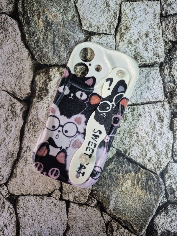 Producto - Funda tpu diseño con strap Iphone 17 gatitos
