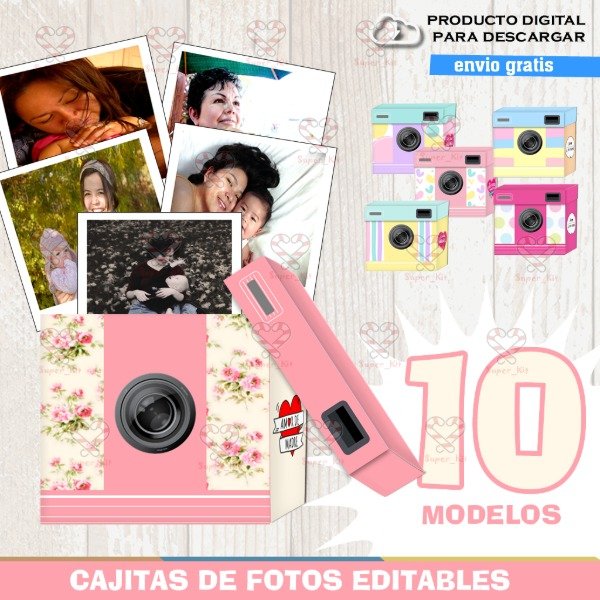 Producto - Kit Imprimible Cajitas Polaroid Dia De La Madre Editable y Pdf
