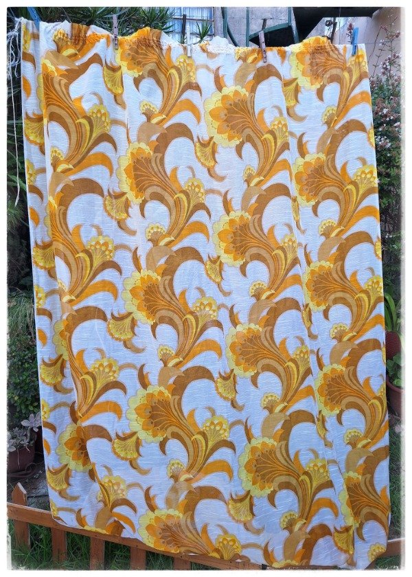 Producto - Cortina Vintage Estampado Naranja Años 60 1 paño