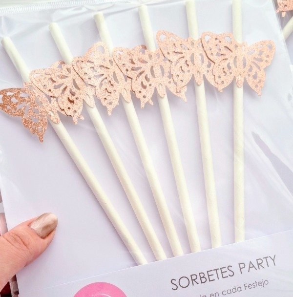 Producto - Sorbete Shine Mariposa Rosa Gold x 6