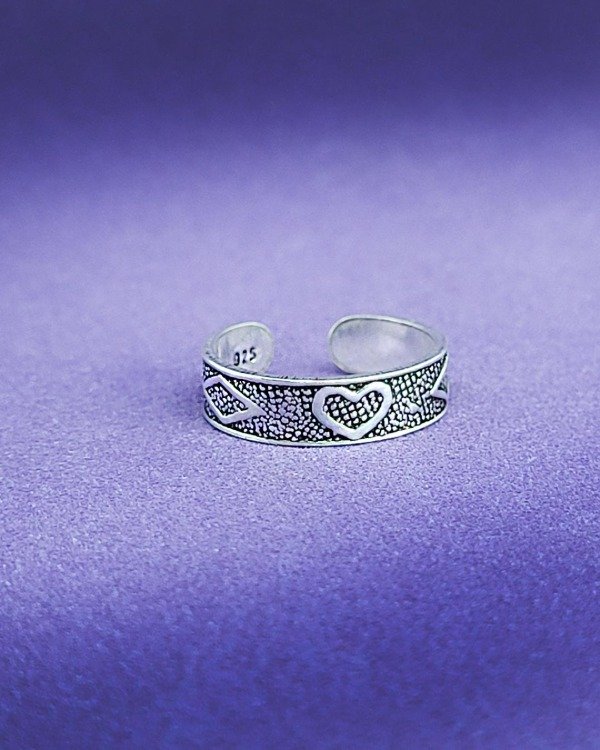 Producto - A 1041 - Anillo de Plata 925 - Falange - Ancho Labrado Corazón