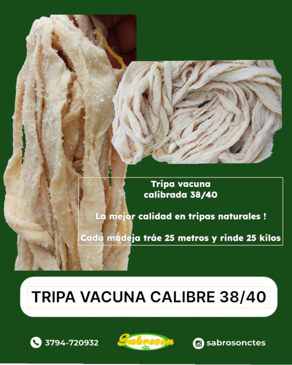 Producto - Tripa Vacuna 38/40 Calibrada 25 Metros