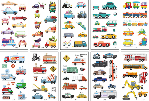 Producto - Tatuaje temporal vehículos transportes x 10 planchas