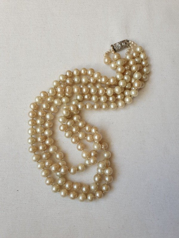 Producto - Collar de Perlas Satin Enfiladas Tres Vueltas Broche Plata - 5